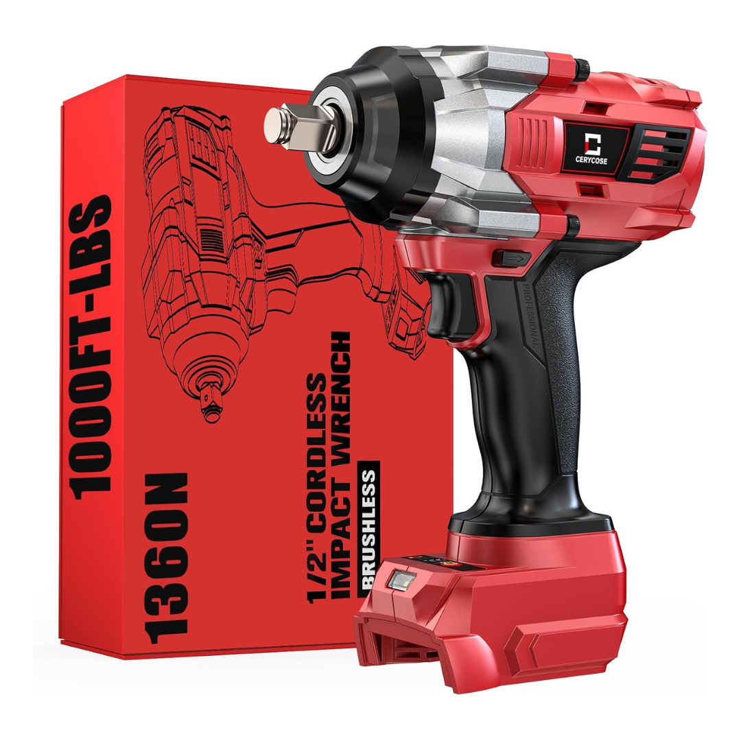 Cerycose 1/2" Cordless Impact Wrench For Milwaukee 18V Battery