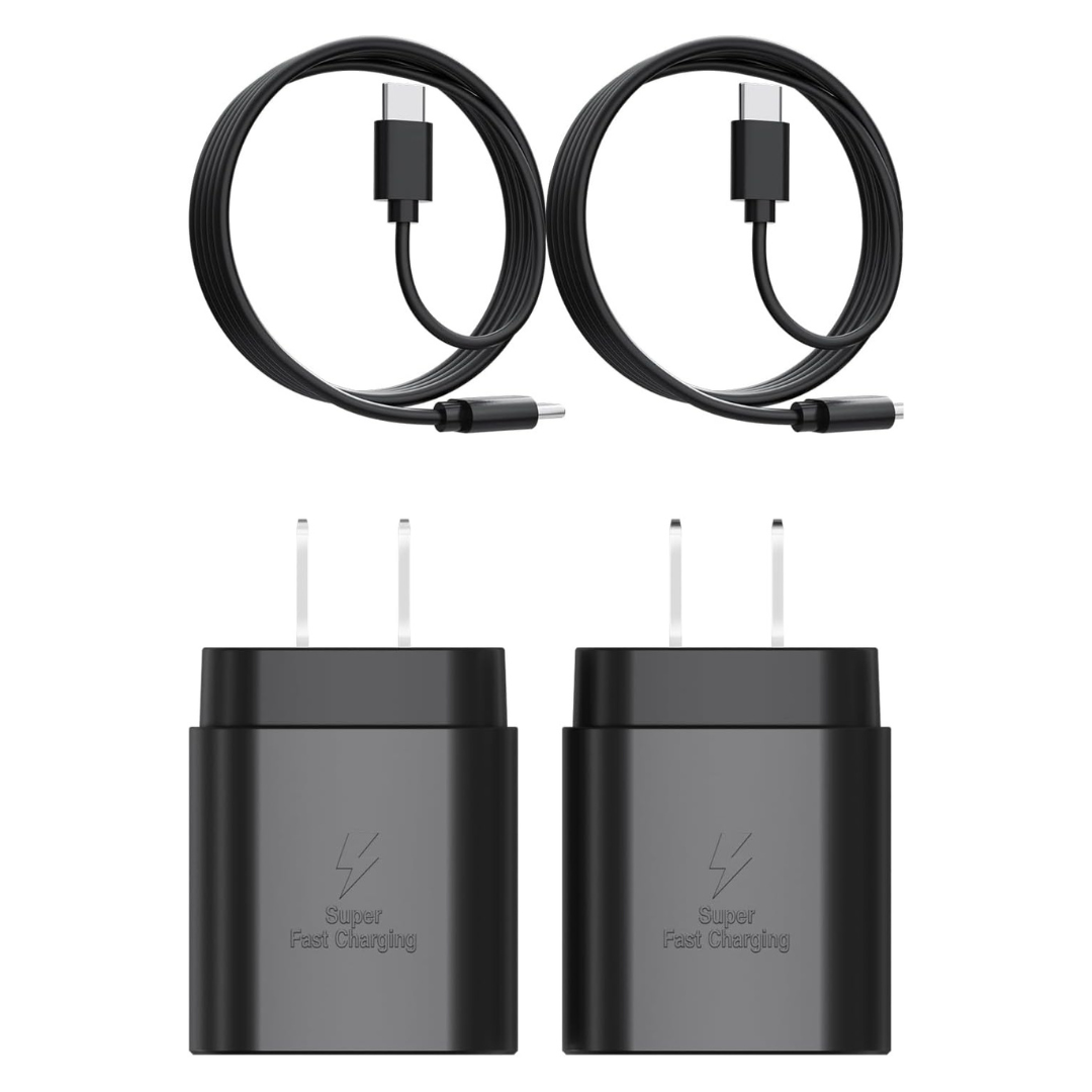 2-Pack 25W Type C Fast Charging Block With Cables