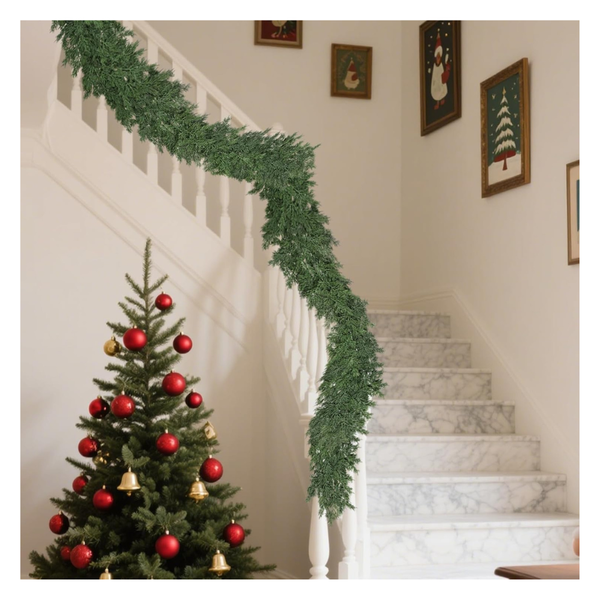 108" Artificial Cedar Pine Green Garland With Gift Box