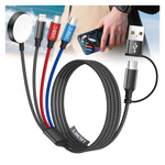 5ft 4-in-2 USB-A/USB-C To Dual USB-C/Watch/Lightning Multi Charging Cable