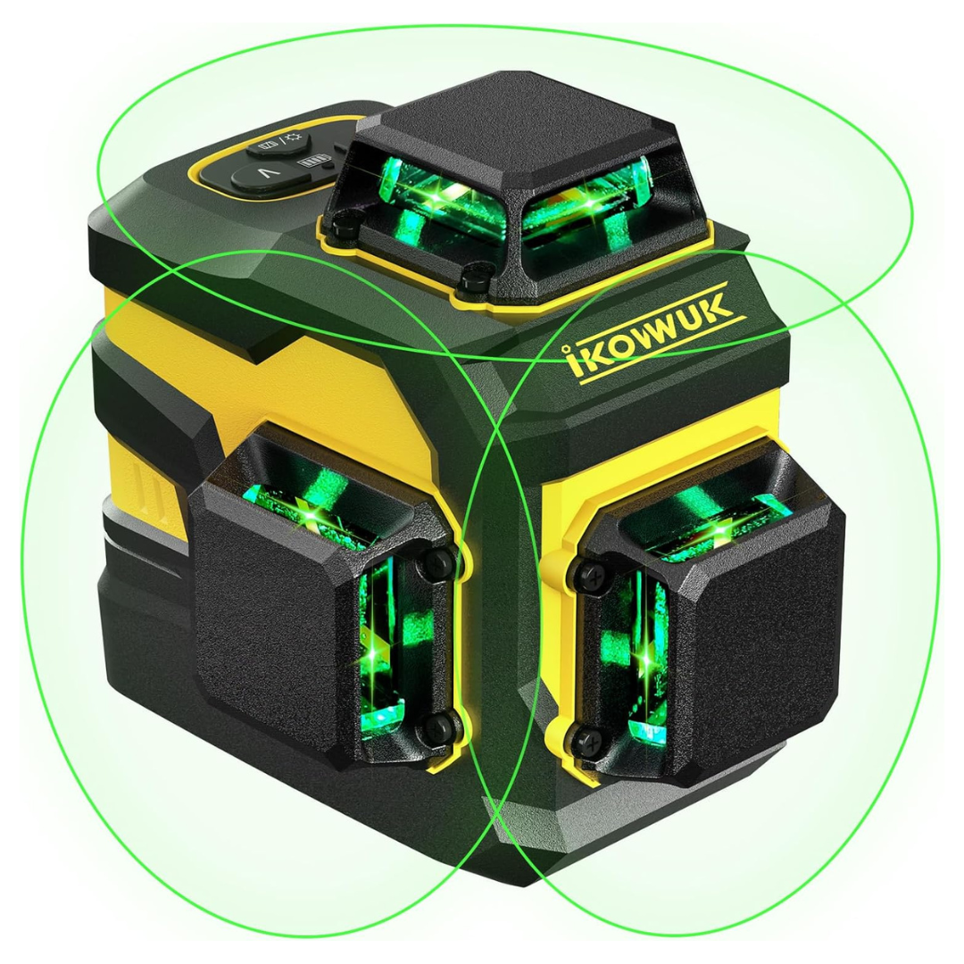 Ikovwuk 3x360º 12-Line Self-Leveling 3D Cross Line Laser Level