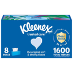 Kleenex Trusted Care Facial Tissues (8 Flat Boxes, 200 Tissues per Box, 1,600 Total Tissues)