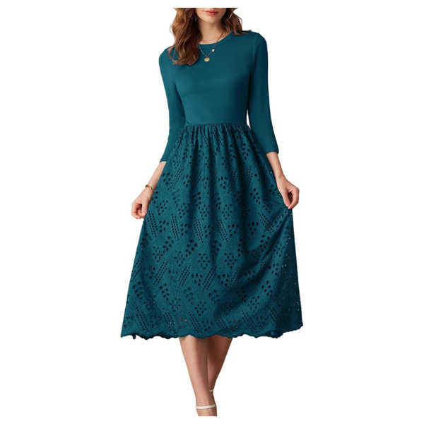 Women's Casual 3/4 Sleeve A Line Midi Dresses (Various)