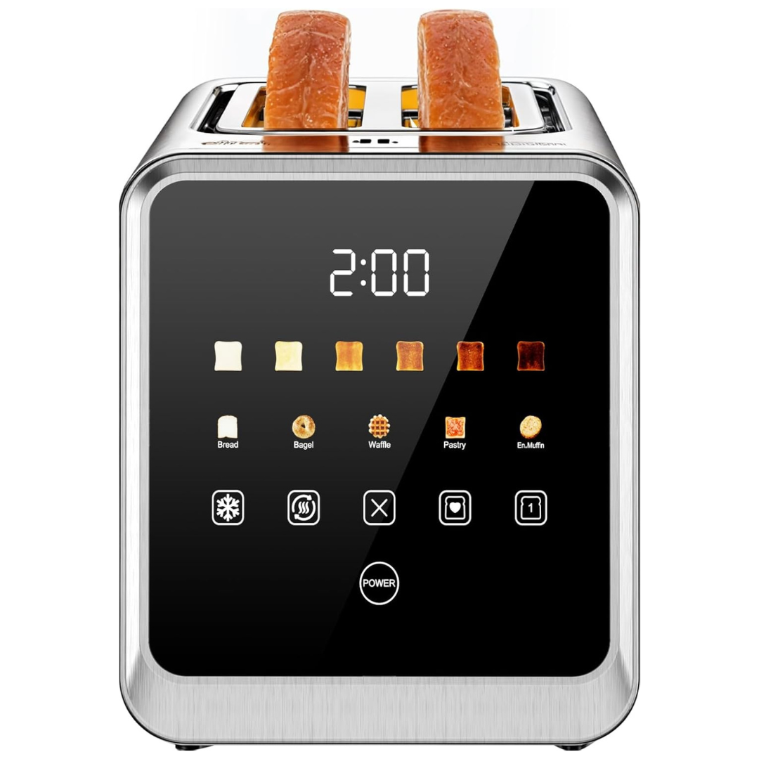 Foyoconven 900W 2-Slice Stainless Steel Touchscreen Toaster