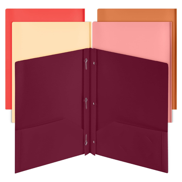 5-Pack Mr. Pen Plastic Folders With Pockets And Prongs