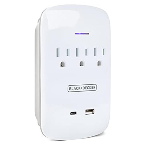 2-Pack Black+Decker 3 Outlets 2 USB Ports Surge Protector