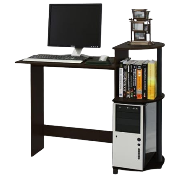 Furinno Compact Computer Desk With Shelves (Espresso/Black)