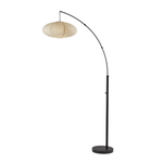 Arc 80" Tall Black Base Oval Off-White Paper Shade Floor Lamp
