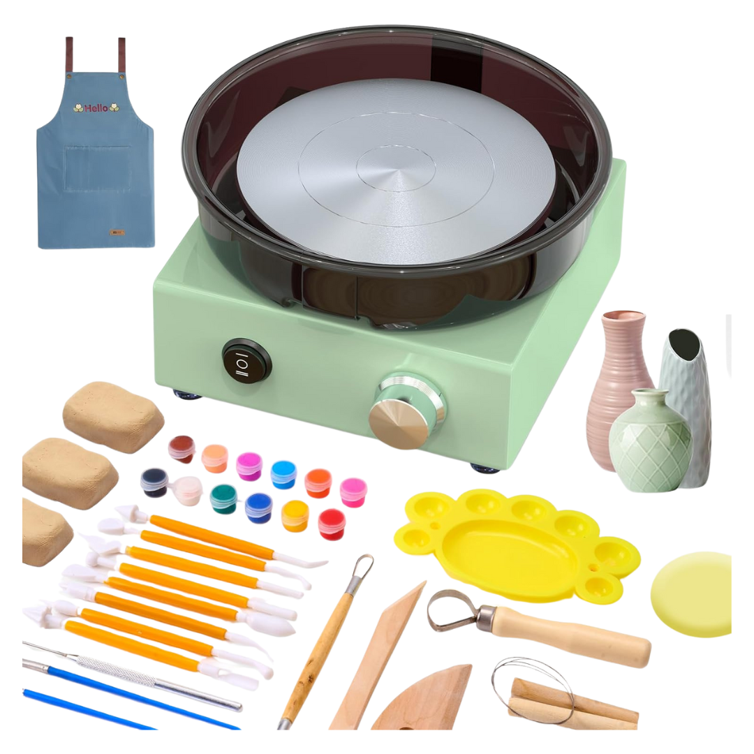 6" Mini Pottery Wheel Kit With 18-Piece Sculpting Tools
