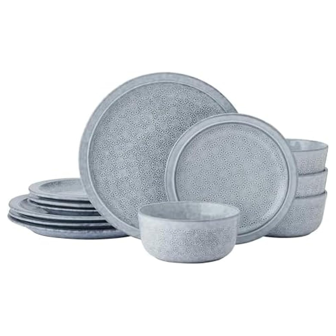 12-Piece Blooming Meadow Plates Bowls Dinnerware Set