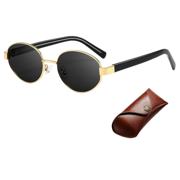 Womens Retro Oval Polarized Sunglasses With Case