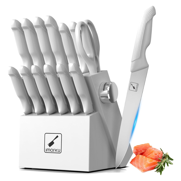 14-Piece imarku Japanese Stainless Steel Kitchen Knife Set With Block