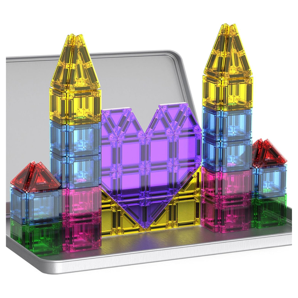 78-Pieces Mini Magnetic Tiles Travel Set With Iron Storage Box