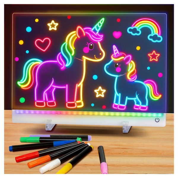 Kids Rechargeable LED Drawing Board With 4 Light Modes