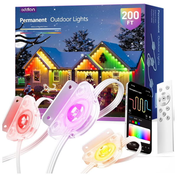 200FT Addlon Permanent Outdoor RGB+IC Smart LED Waterproof String Lights