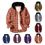 Men's Hooded Flannel Button Down Plaid Shirt (Various)