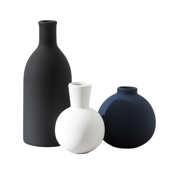 Set Of 3 Rustic Boho Neutral Modern Pottery Ceramic Vases