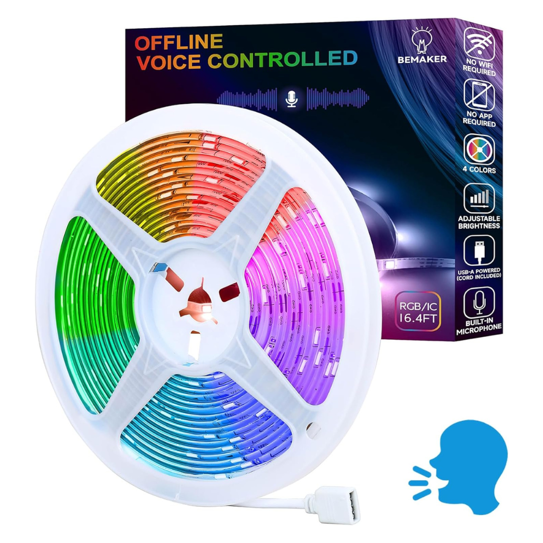 16.4ft Music Sync Dimmable Color Changing AI Led Strip Lights