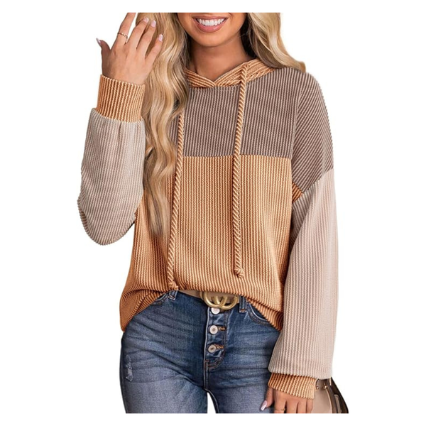 Women's Color Block Long Sleeve Oversized Sweatshirt