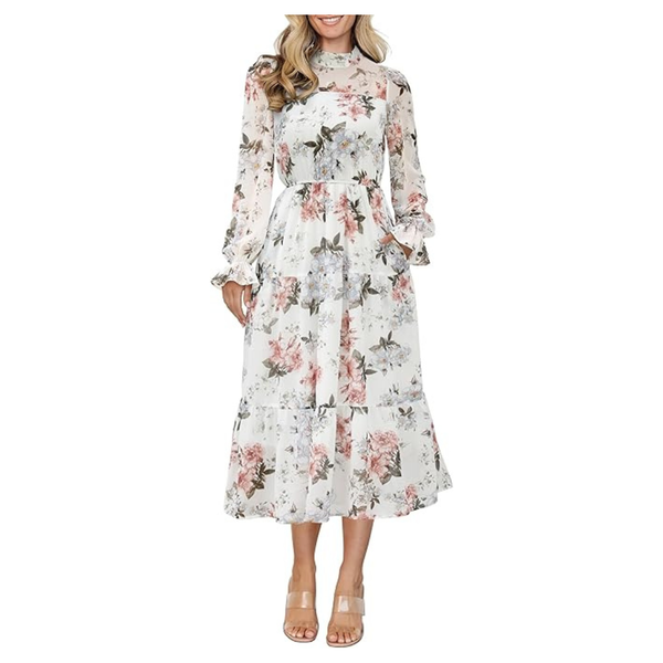 Women's Long Sleeve Mock Neck Fall Vacation Dress (Various)