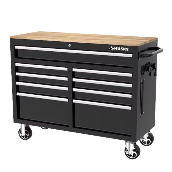 Husky 9 Drawer Tool Storage 46" W Mobile Workbench Cabinet