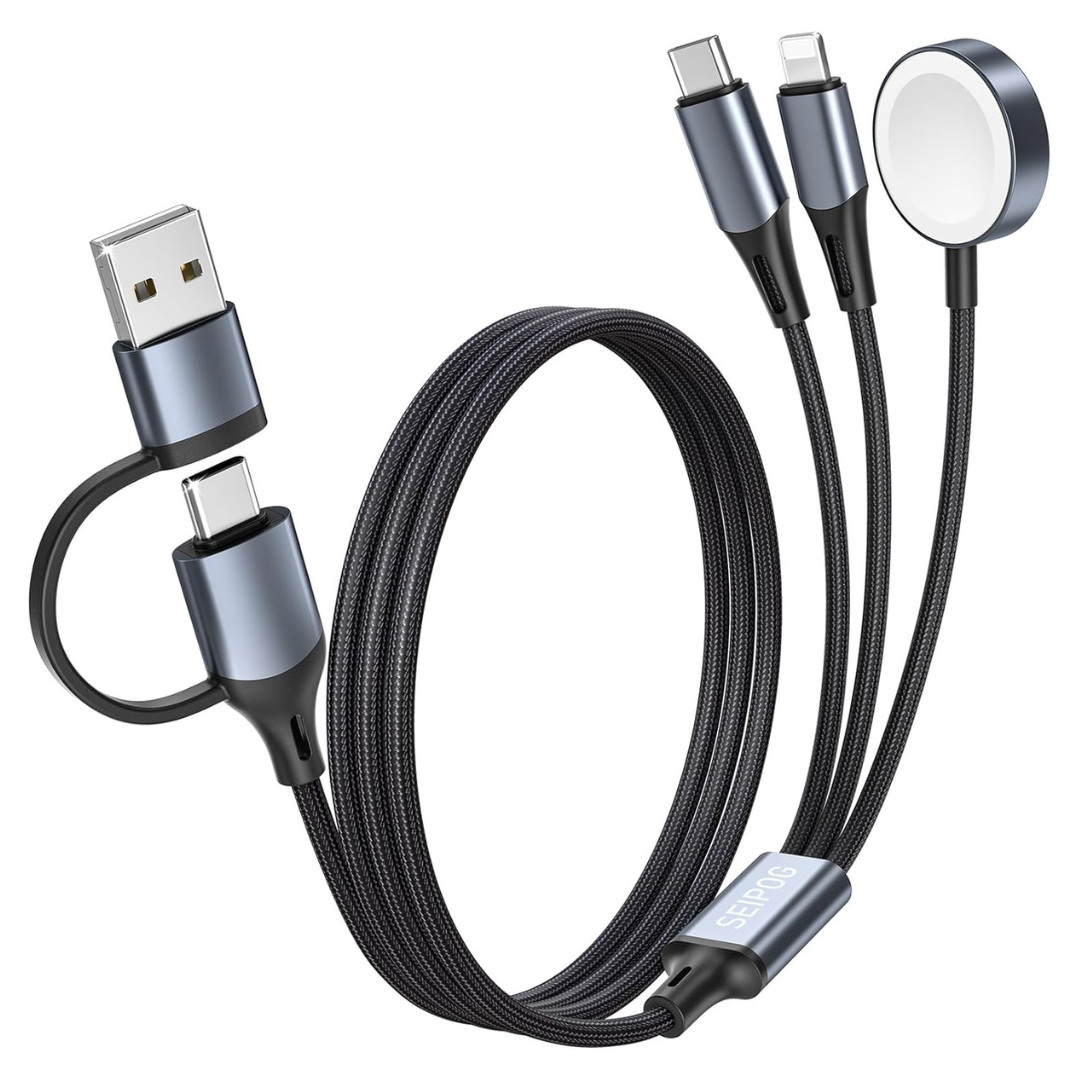 3-in-2 4ft Nylon Braided USB C Multi Charging Cable (Various)