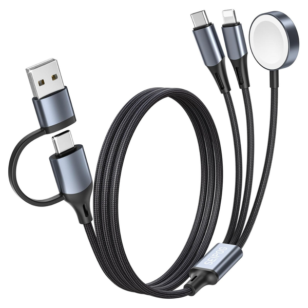 3-in-2 4ft Nylon Braided USB C Multi Charging Cable (Various)