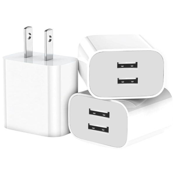 3 Pack Dual Port USB Wall Charger