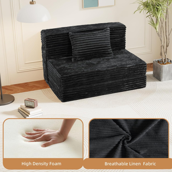 4 in1 Folding Single Sofa with Pillow, Fold Out Couch