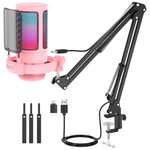 USB Gaming Condenser Microphone with Boom Arm Stand