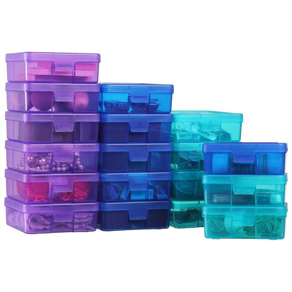 18-Pack Small Plastic Arts & Crafts Storage Containers