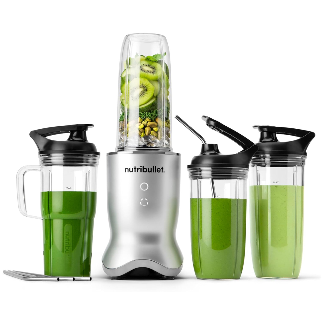 NutriBullet Ultra Deluxe Single Serve Blender with 4 Cups, Lids & Straw