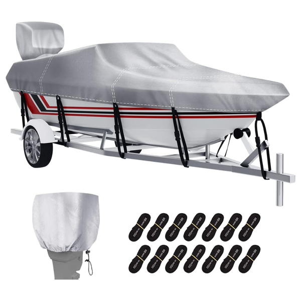 Vinpatio 17-19 ft Waterproof Grade Boat Cover w/ Motor Cover