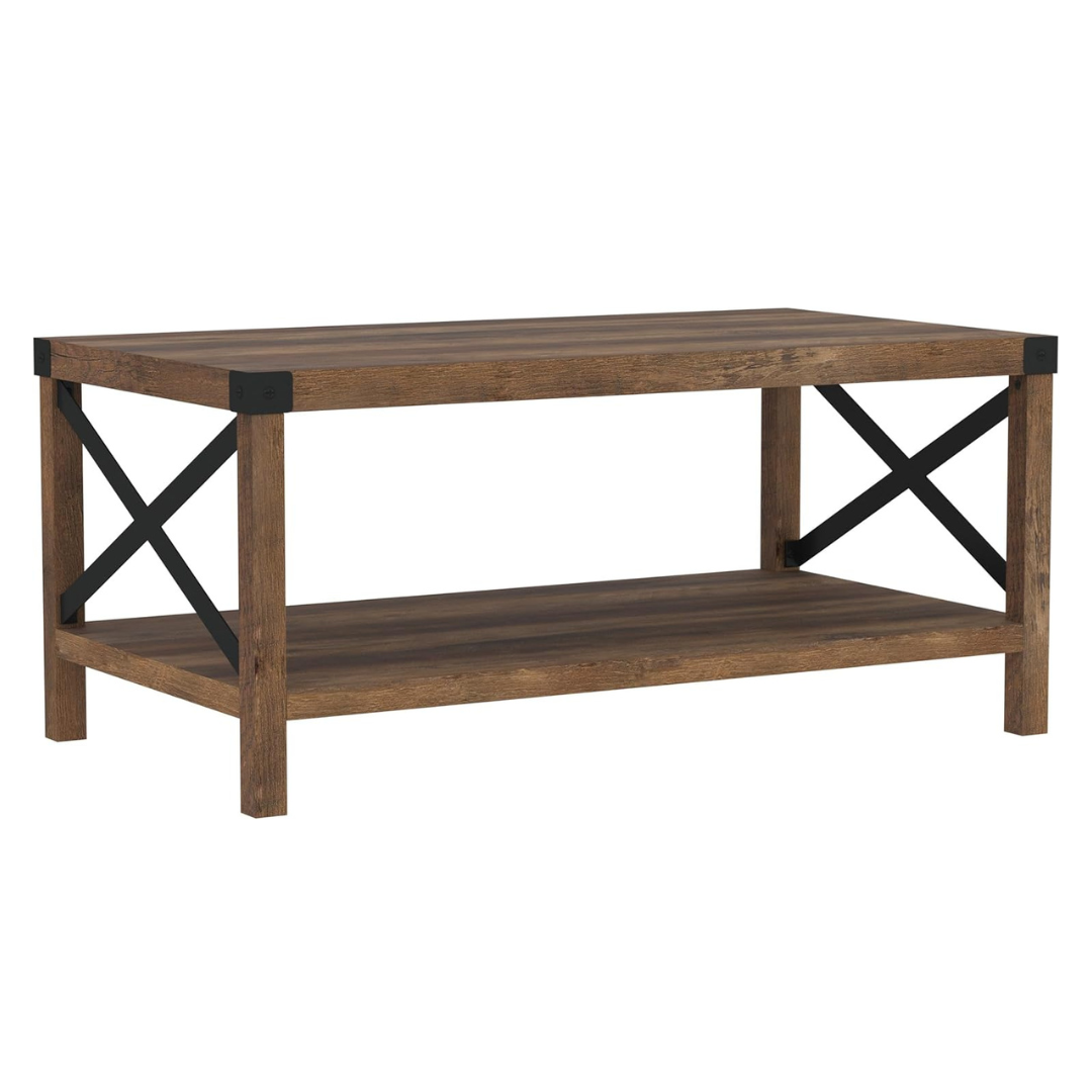 Walker Edison Sedalia Modern 40" Farmhouse Metal X Coffee Table