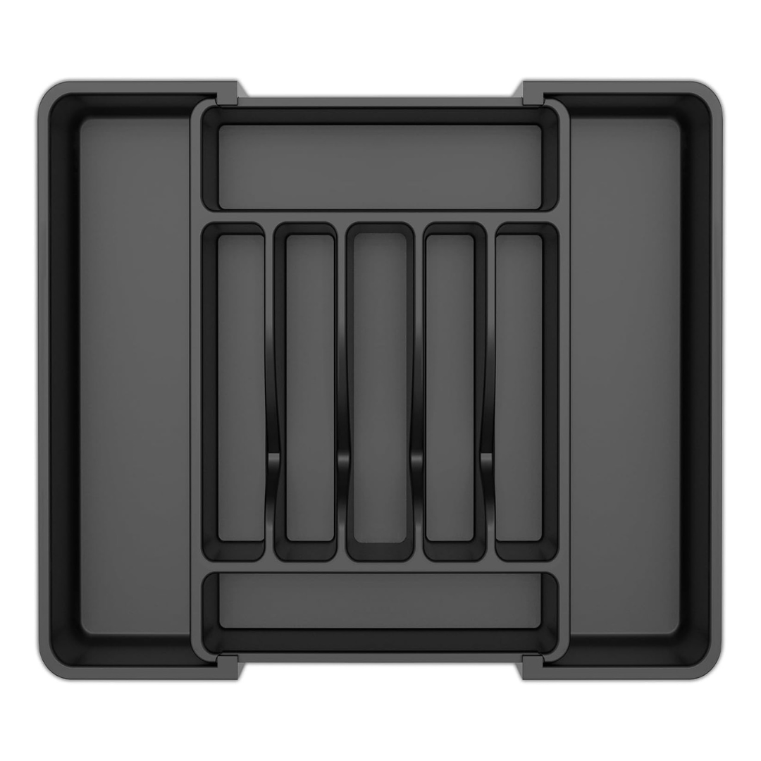 Expandable Kitchen Drawer Organizer (Black, Extra Large)