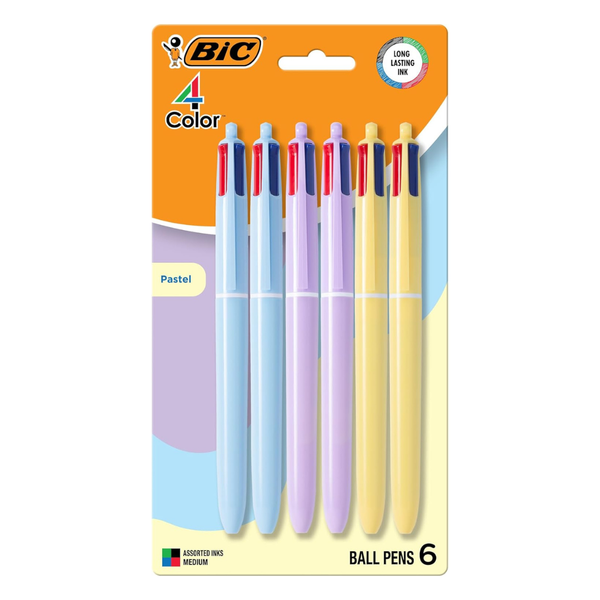 6-Count BIC 4-Color Pastel Barrel Ballpoint Pens