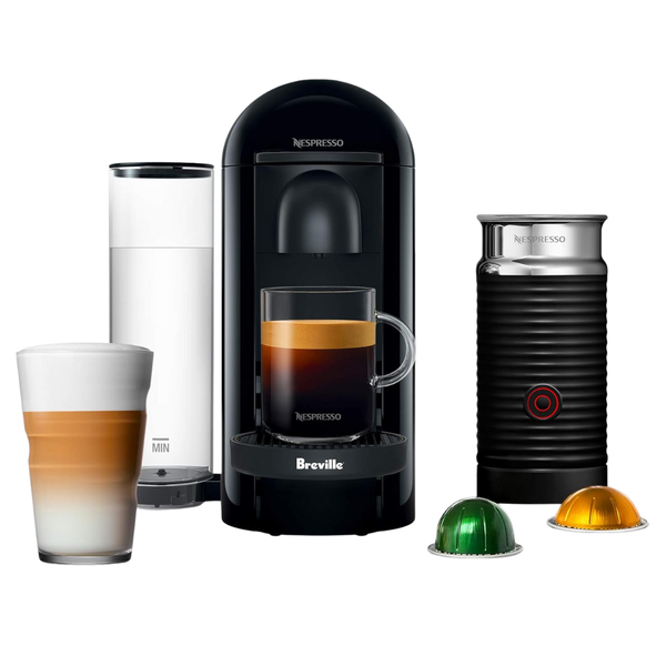 Nespresso Vertuo Plus Coffee And Espresso Maker By Breville, Ink Black With Aeroccino Milk Frother