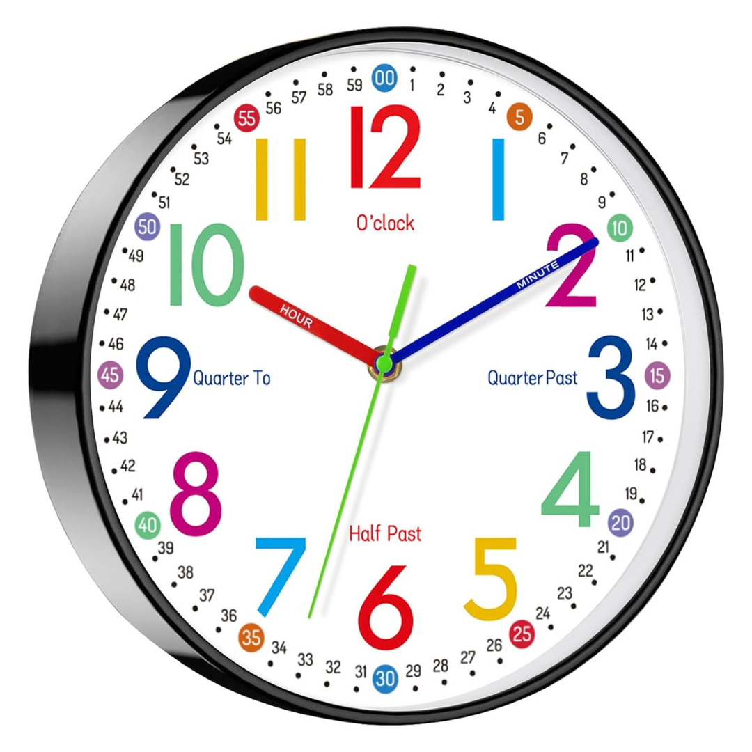 8" Silent Non-Ticking Analog Kids Wall Clock