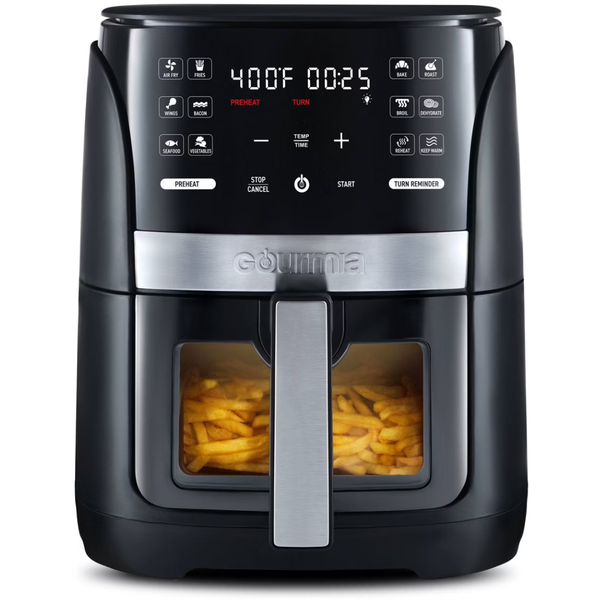 6-Qt Gourmia Digital Window Air Fryer With 12 Presets & Cooking Black