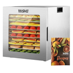 850W Stainless Steel Food Dehydrator Machine w/ Recipes Book