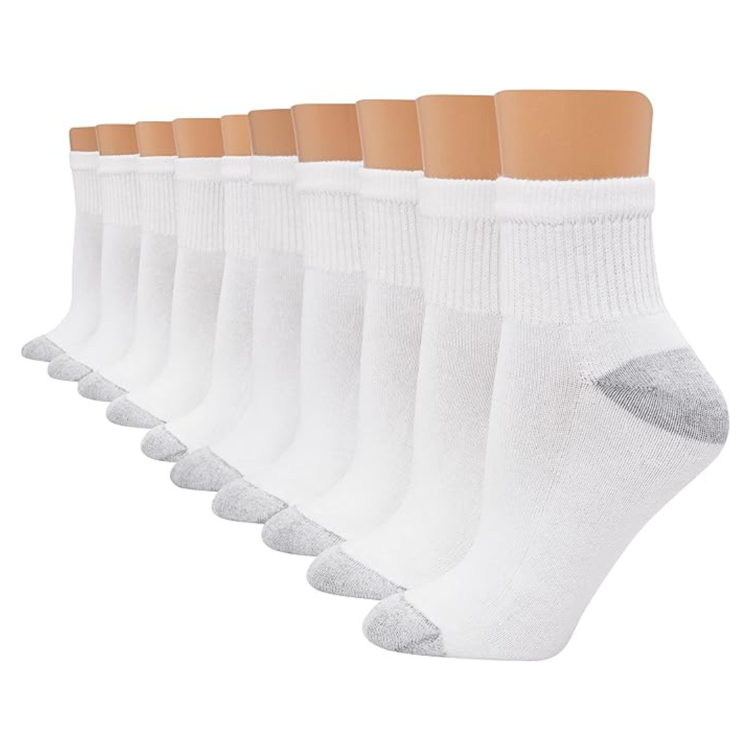 10-Pack Hanes Women's Ankle Soft Moisture-Wicking Socks
