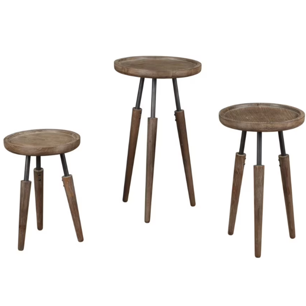 Set Of 3 Burnham Home Lily Wood Vintage Accent Tables