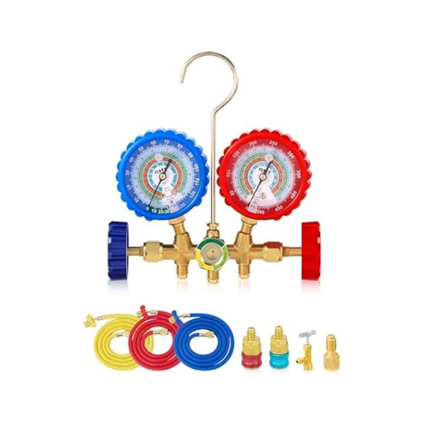 3-Way AC Manifold Durable Antishock Gauge Set For Refrigerant