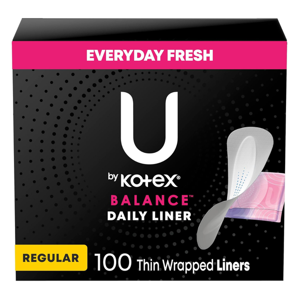 100-Ct U by Kotex Balance Daily Regular Length Liners (Light Absorbency)