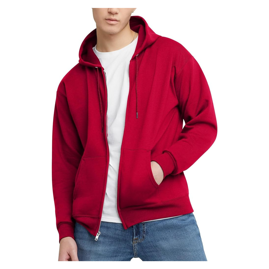 Hanes Men's Ecosmart Full-Zip Hoodie (Deep Red)