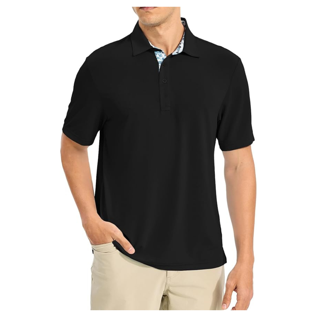 Men's Short Sleeve 3-Button Moisture Wicking Golf Polo T-Shirts