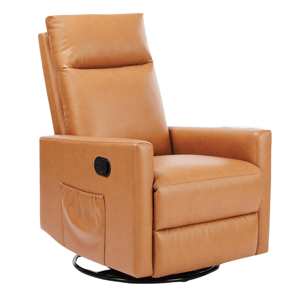 Sweetcrispy High Back 360 Swivel Rocker Chair (Classical Brown)