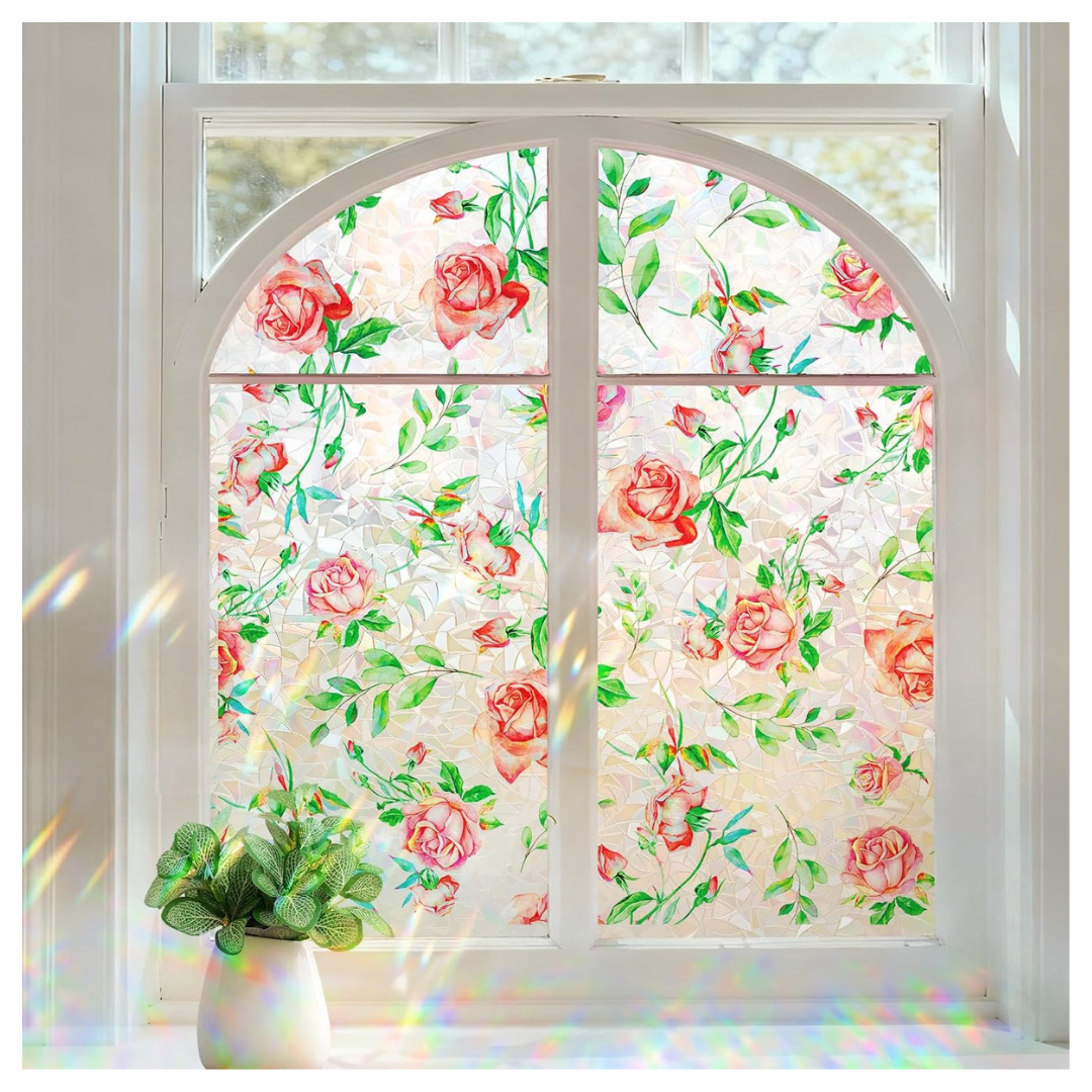 Coavas Rainbow Stained Glass Decorative Window Privacy Film