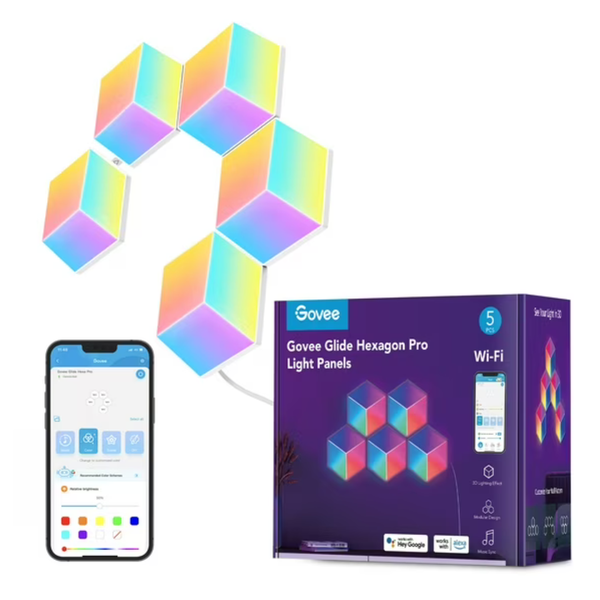 5-Piece Govee Glide Hexa Pro Smart Plug-In Wi-Fi Enabled LED Light Panels
