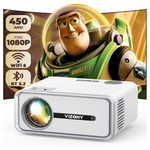 450 ANSI 1080P FHD Portable Home Movie Projector W/ WiFi & Bluetooth